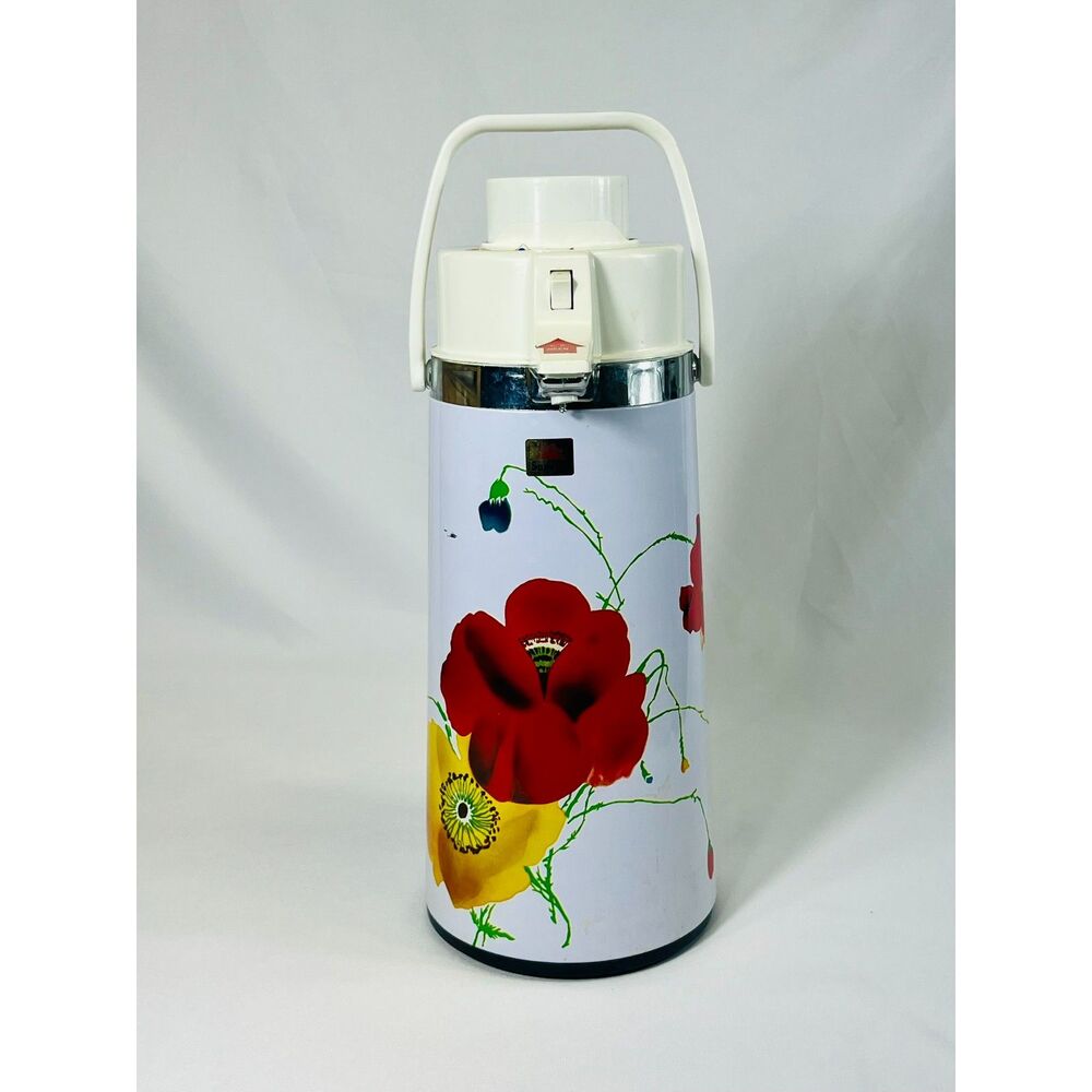 Vtg Thermo-Aire-Jug POPPY Vacuum Liquid Dispenser Hot Cold  Coffee Juice